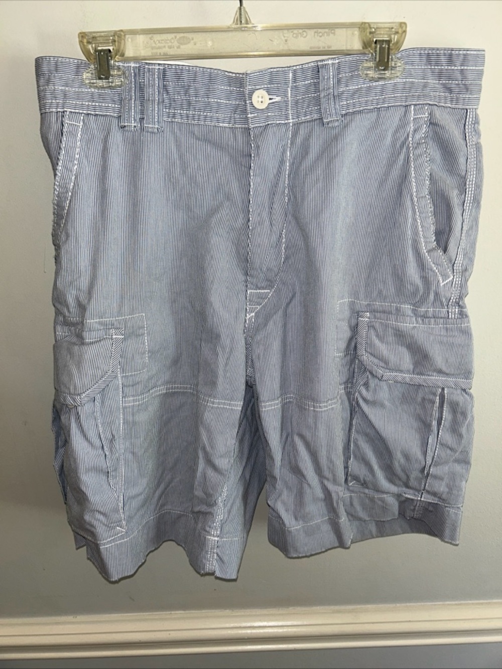 Polo by Ralph Lauren Blue & White Pinstripe Cargo Shorts